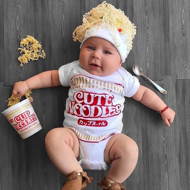 Discover the Adorable Baby Short Sleeve Cute Noodles Triangle Romper