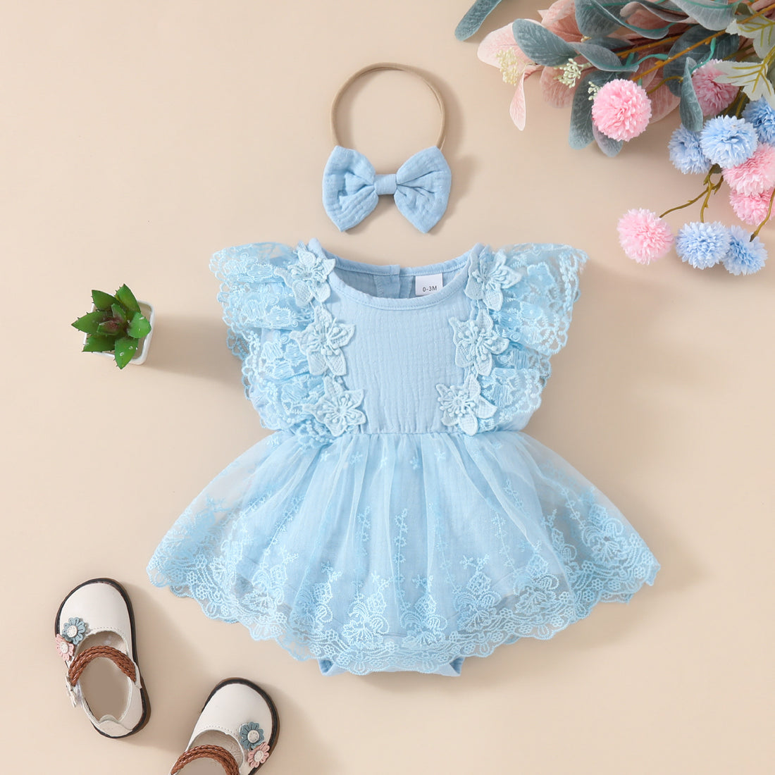 Baby Girl Sleeveless Lace Triangle Romper Dress
