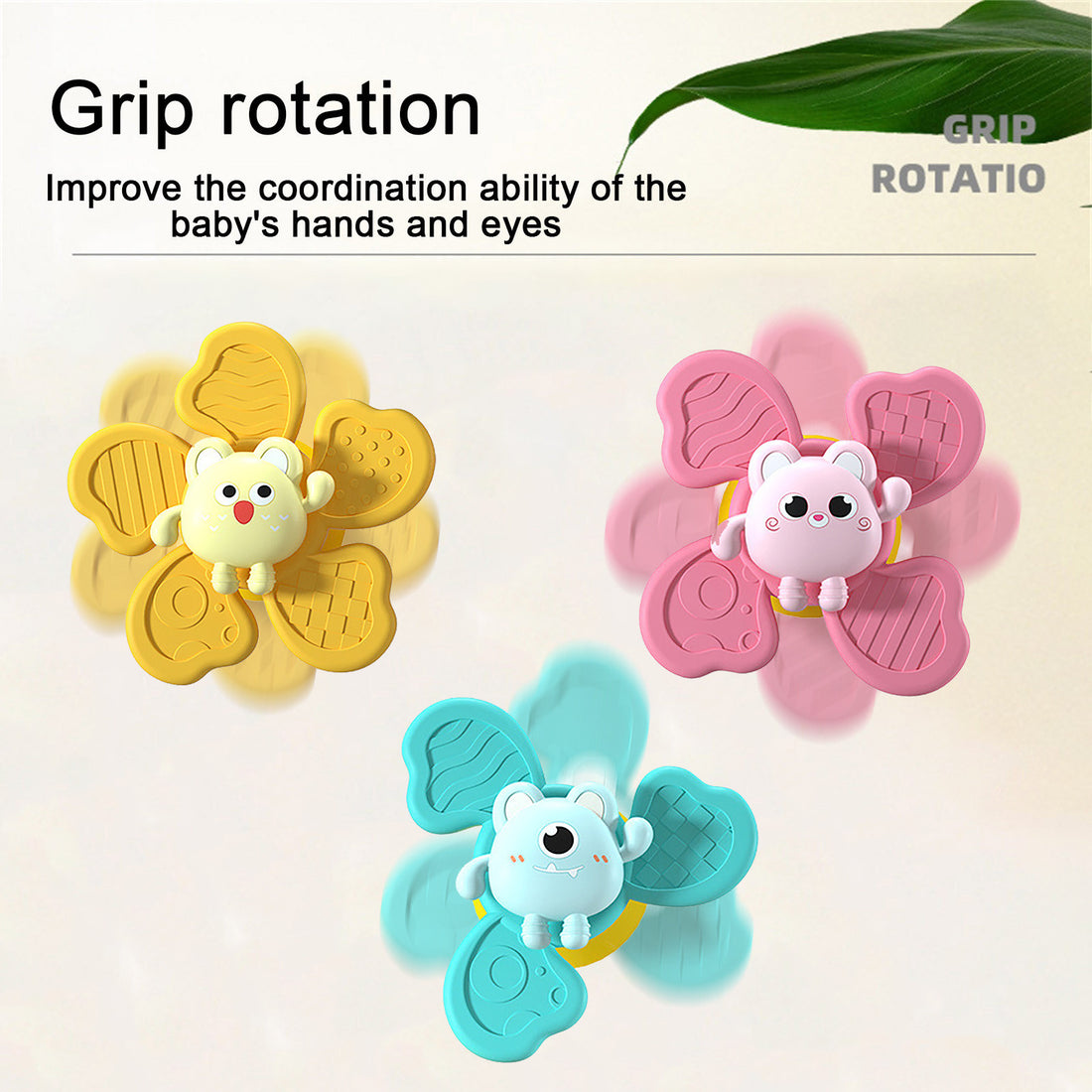 Baby Bath Spinner Toy with Suction Cup Animal Figures