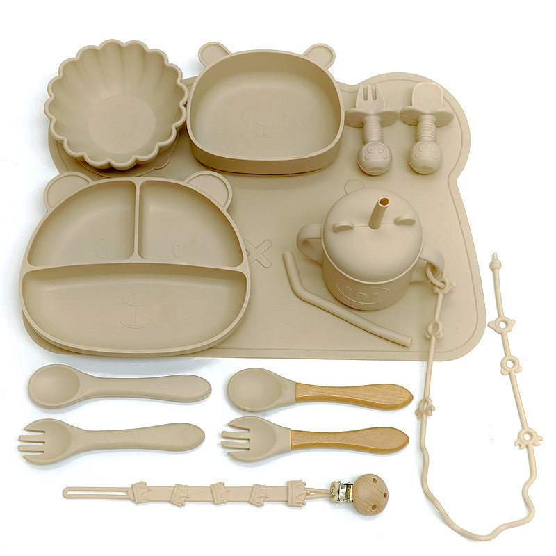 Baby Food Bowl And Spoon Set, Silicone Feeding Plate For Meals