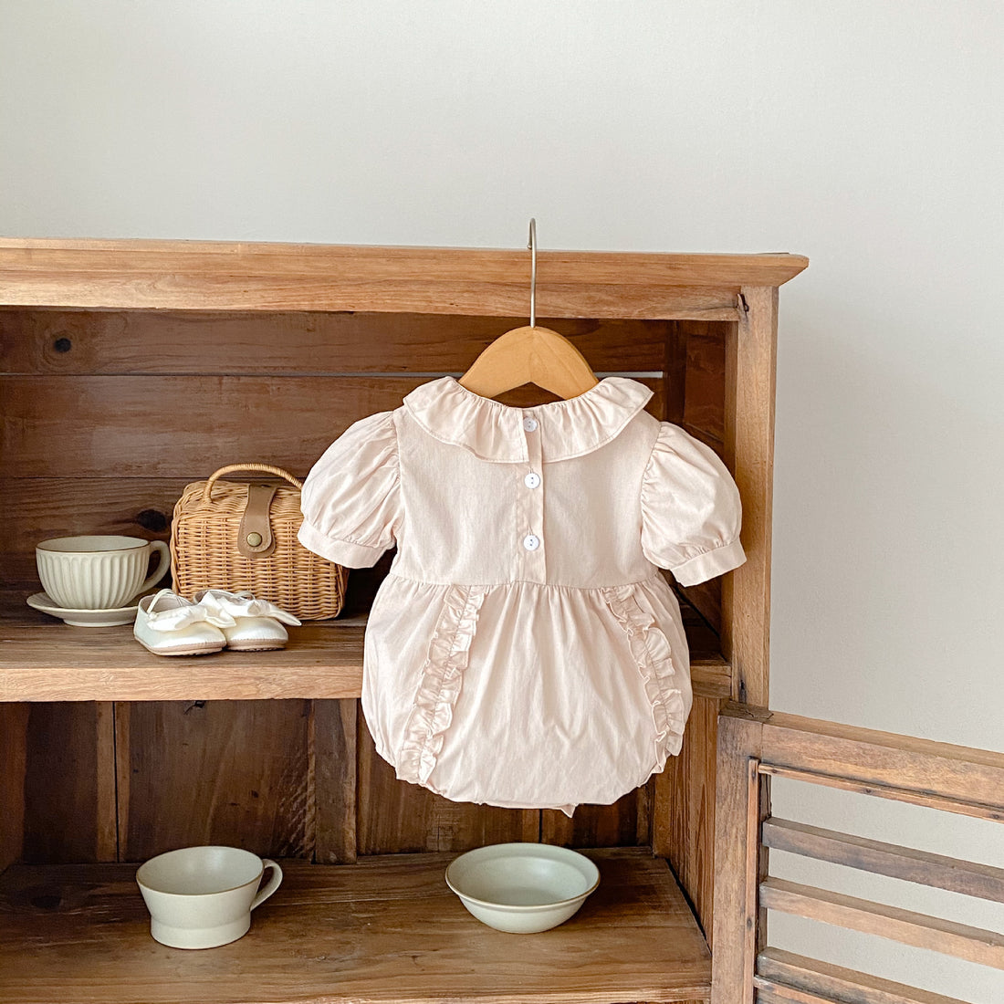 Baby Girl Cotton Puff Sleeve Romper One-Piece Summer Outfit