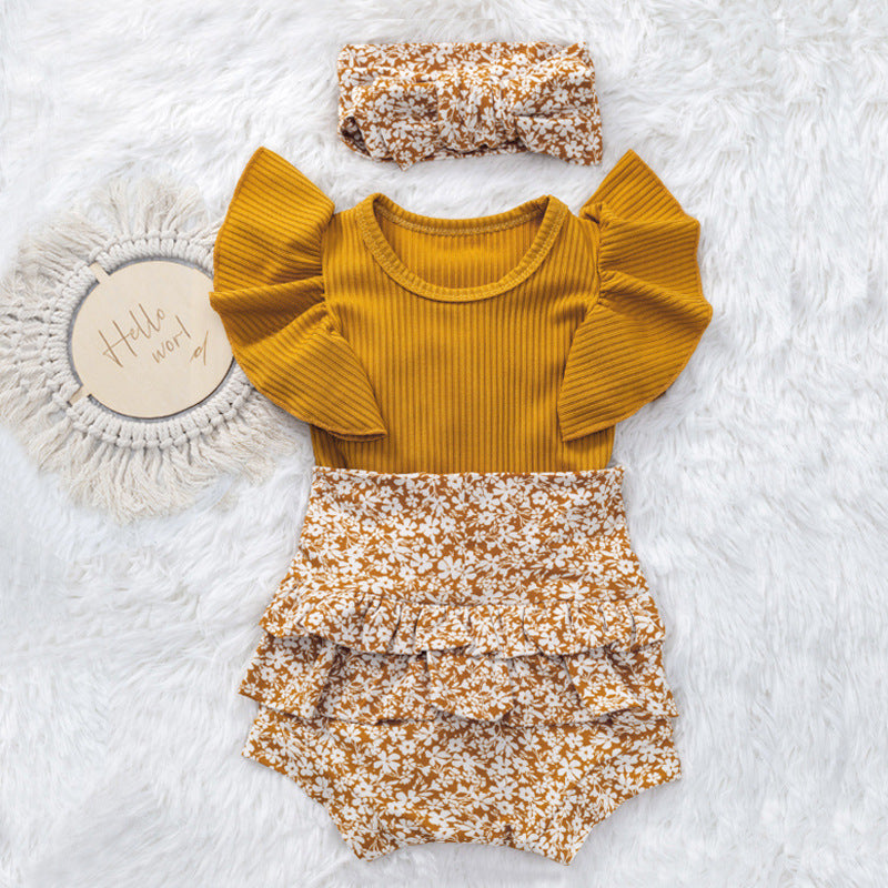 Baby Girl Flounced Sleeve Triangle Romper Summer Outfit