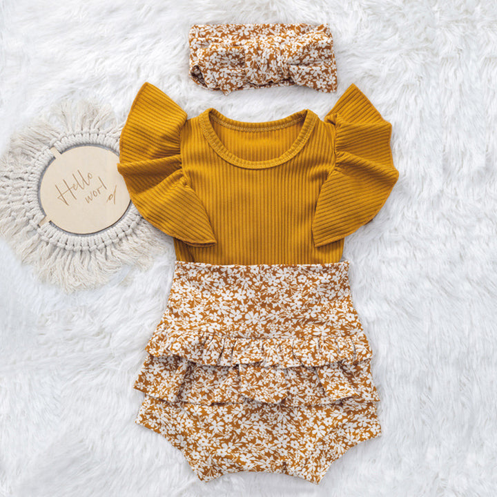 Baby Girl Flounced Sleeve Triangle Romper Summer Outfit