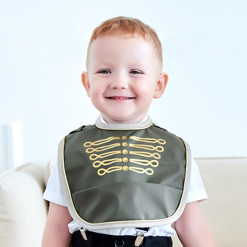 Waterproof Baby Feeding Bib with Rice Catch Pocket