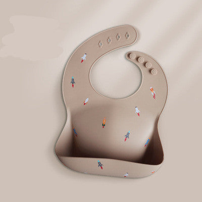 Baby Waterproof Silicone Bib with Feeding Pocket