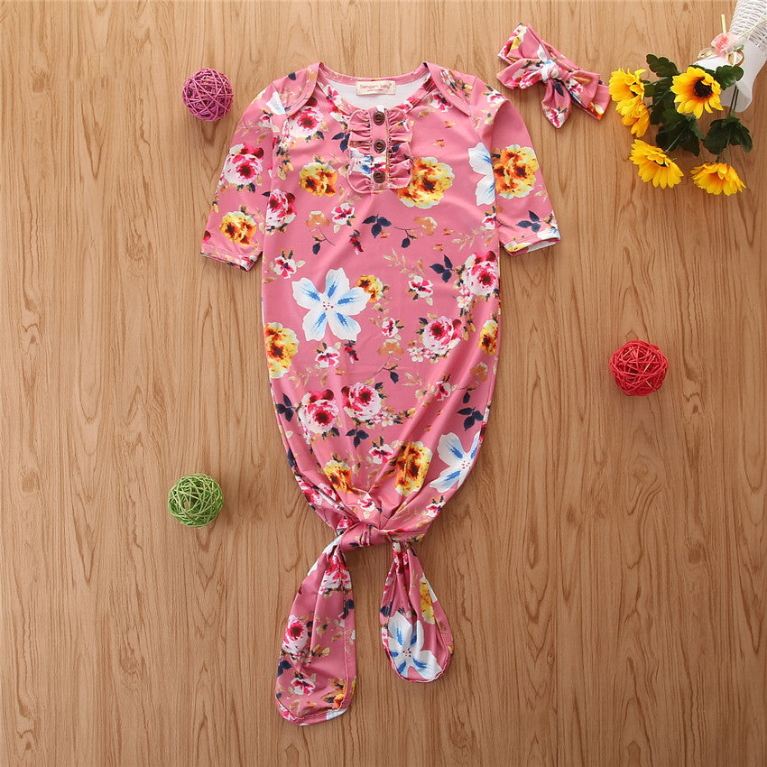 Floral Baby Sleeping Bag with Long Sleeve Anti-Kick Quilt