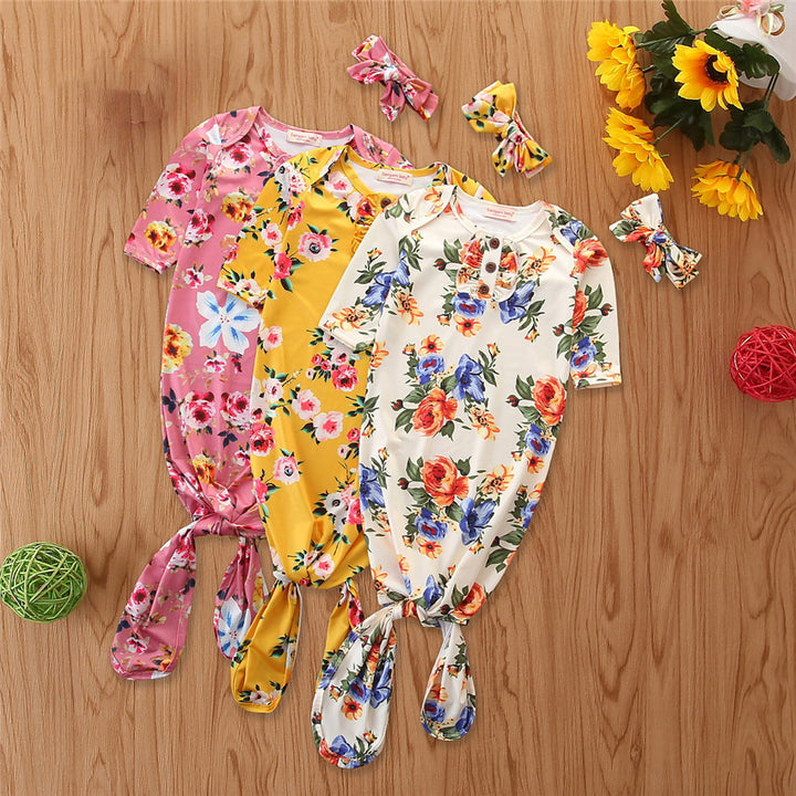 Floral Baby Sleeping Bag with Long Sleeve Anti-Kick Quilt