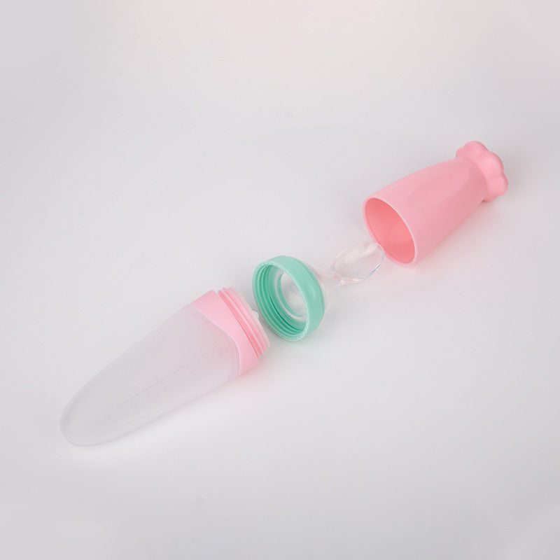 Baby Silicone Rice Cereal Feeding Spoon with Bottle