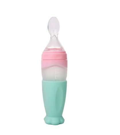 Baby Silicone Rice Cereal Feeding Spoon with Bottle