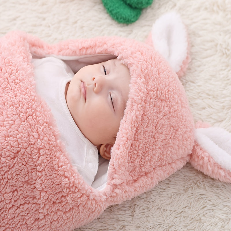 Fluffy Fleece Newborn Swaddle Sleeping Bag with Head Support