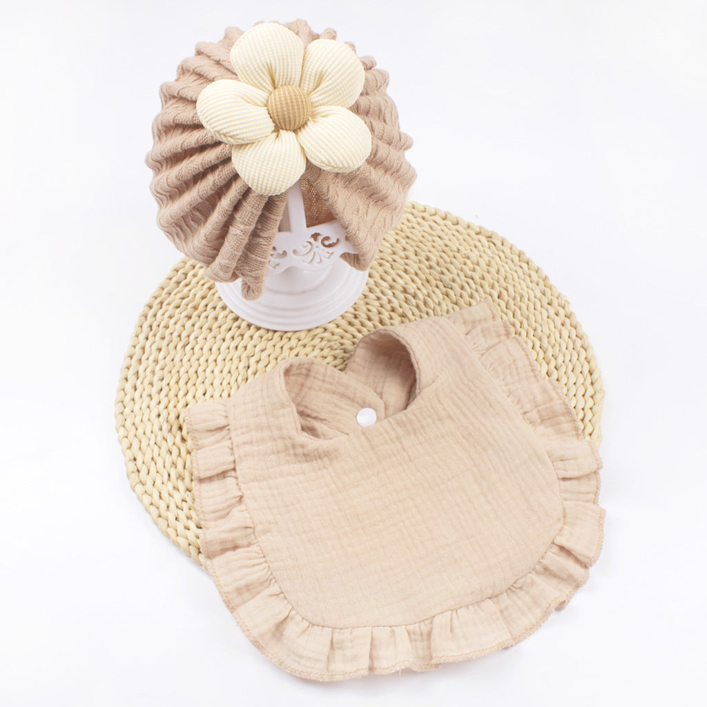 Organic Cotton Newborn Hat & Muslin Drool Bib Set