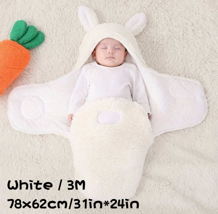 Fluffy Fleece Newborn Swaddle Sleeping Bag with Head Support
