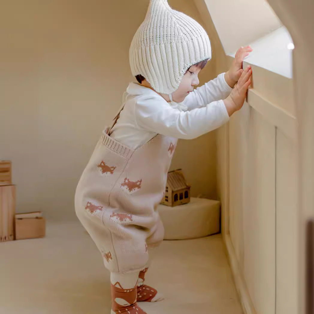 Fox Print Knitted Baby Romper Spring & Autumn Jumpsuit