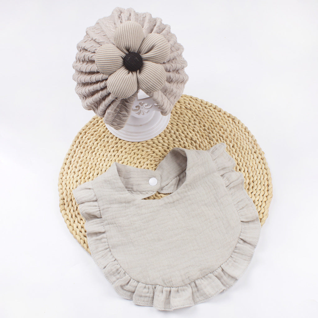 Organic Cotton Newborn Hat & Muslin Drool Bib Set