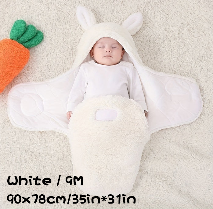 Fluffy Fleece Newborn Swaddle Sleeping Bag with Head Support