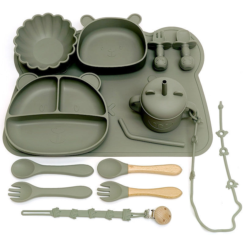 Baby Food Bowl And Spoon Set, Silicone Feeding Plate For Meals