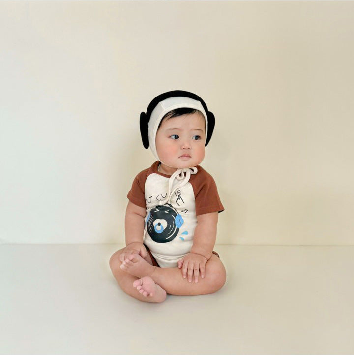 Baby DJ Print Modeling Romper Outfit