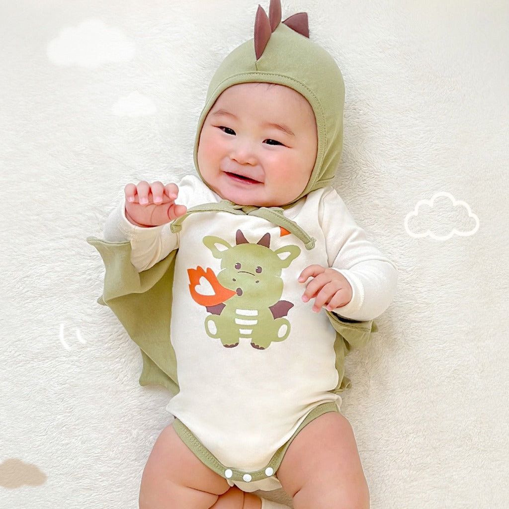 Fire Dragon Print Baby Romper Outfit