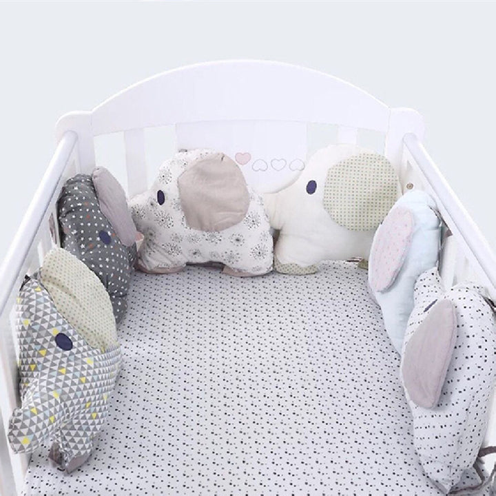 Cotton Baby Crib Bedding with Embroidered Elephant Design