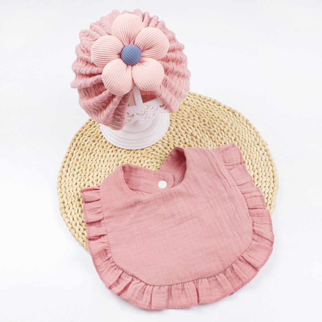 Organic Cotton Newborn Hat & Muslin Drool Bib Set