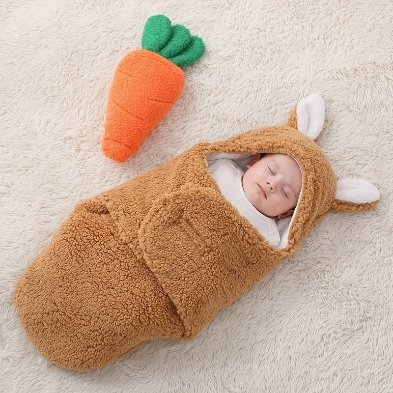 Fluffy Fleece Newborn Swaddle Sleeping Bag with Head Support