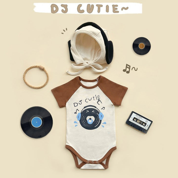 Baby DJ Print Modeling Romper Outfit
