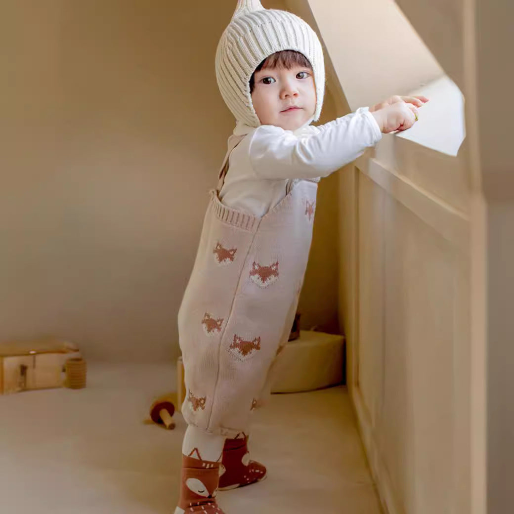 Fox Print Knitted Baby Romper Spring & Autumn Jumpsuit