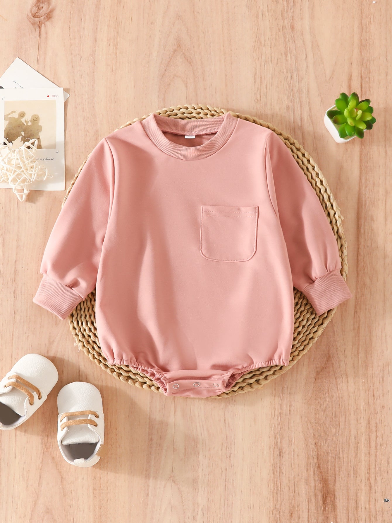 Baby Long Sleeve Triangle Romper with Pocket
