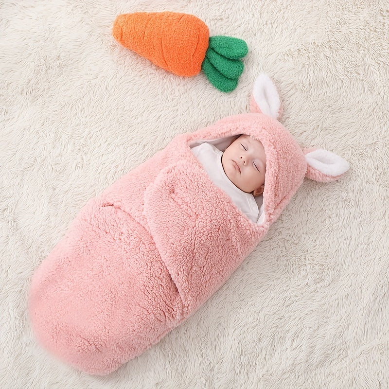 Fluffy Fleece Newborn Swaddle Sleeping Bag with Head Support