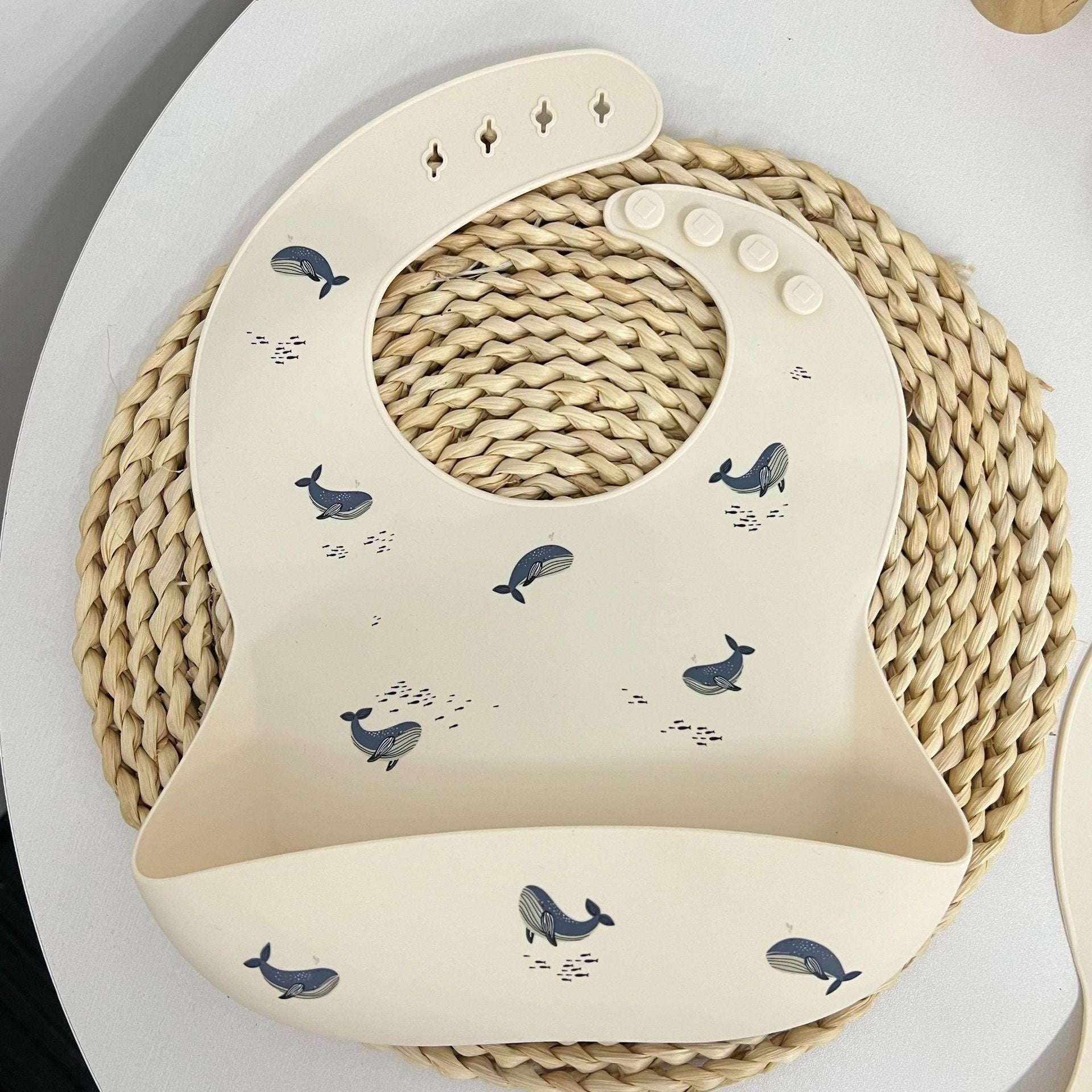 Mushie Silicone Baby Feeding Bib with Waterproof Food Catcher Pocket