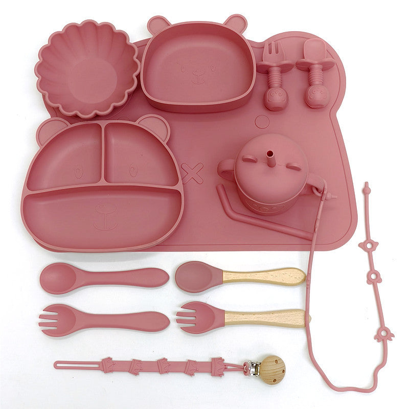 Baby Food Bowl And Spoon Set, Silicone Feeding Plate For Meals