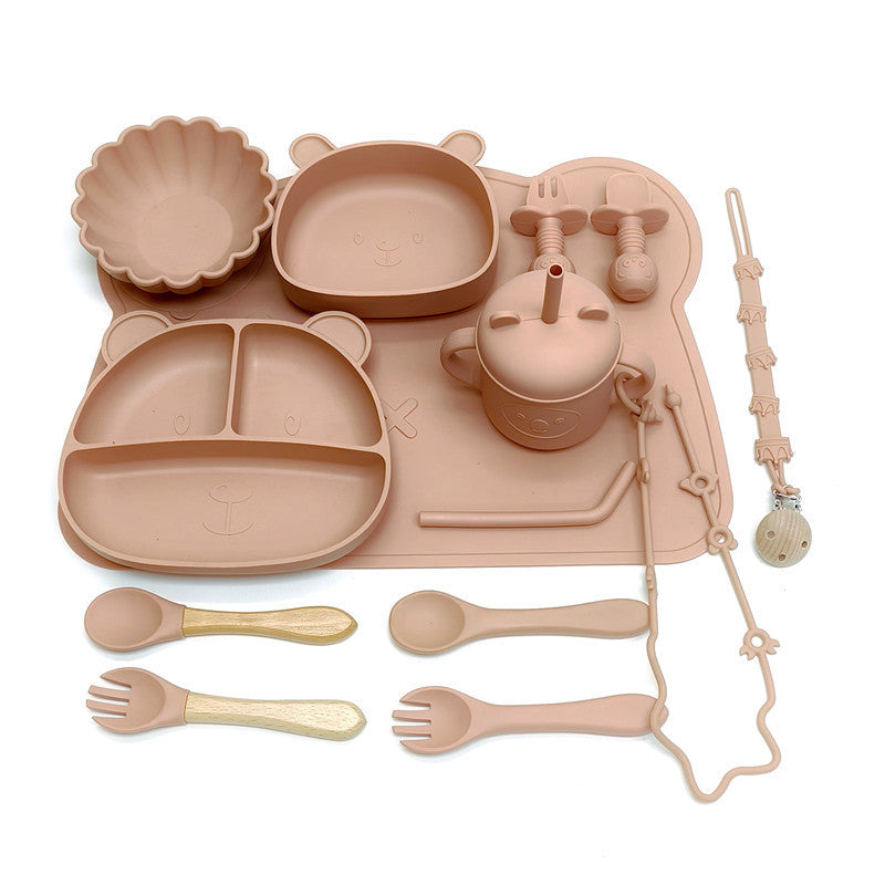 Baby Food Bowl And Spoon Set, Silicone Feeding Plate For Meals