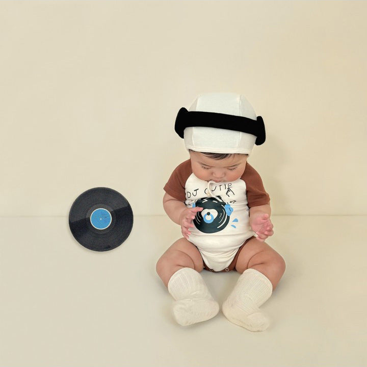 Baby DJ Print Modeling Romper Outfit