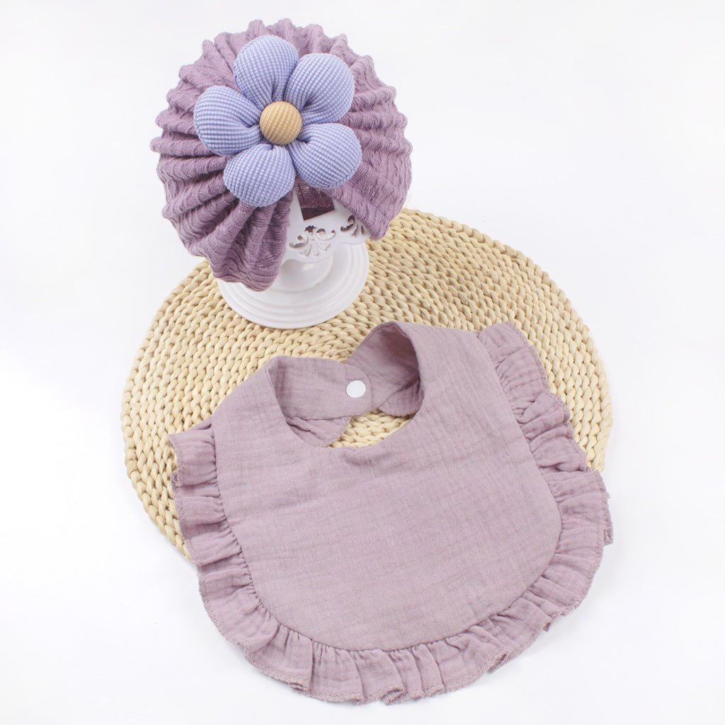 Organic Cotton Newborn Hat & Muslin Drool Bib Set