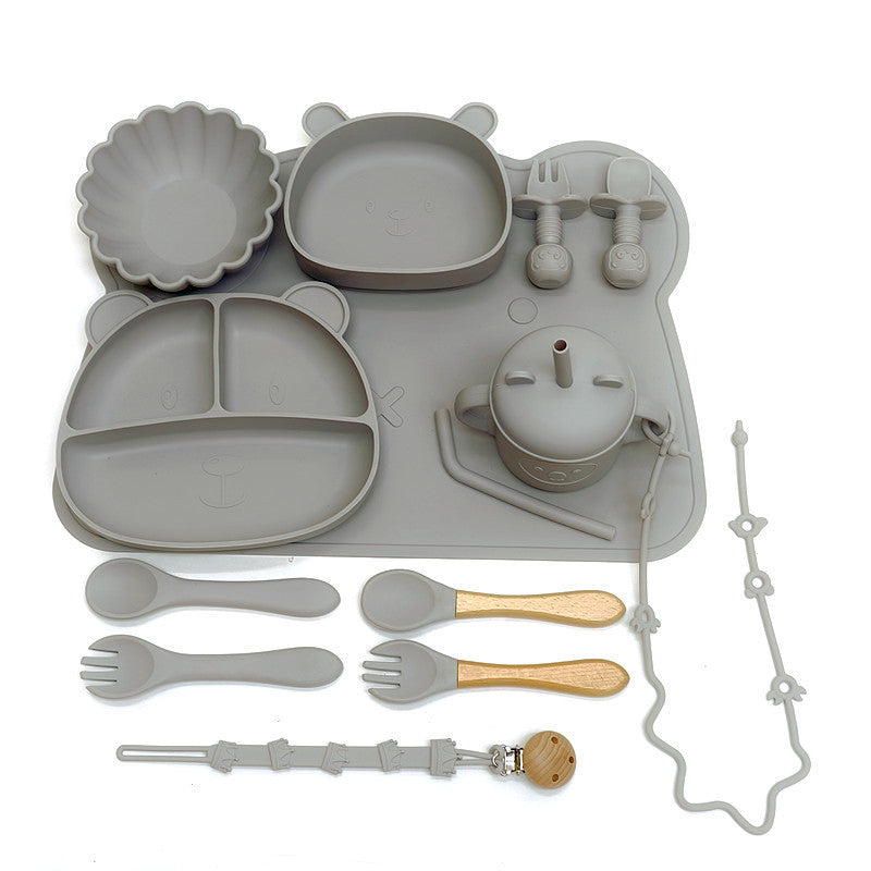 Baby Food Bowl And Spoon Set, Silicone Feeding Plate For Meals