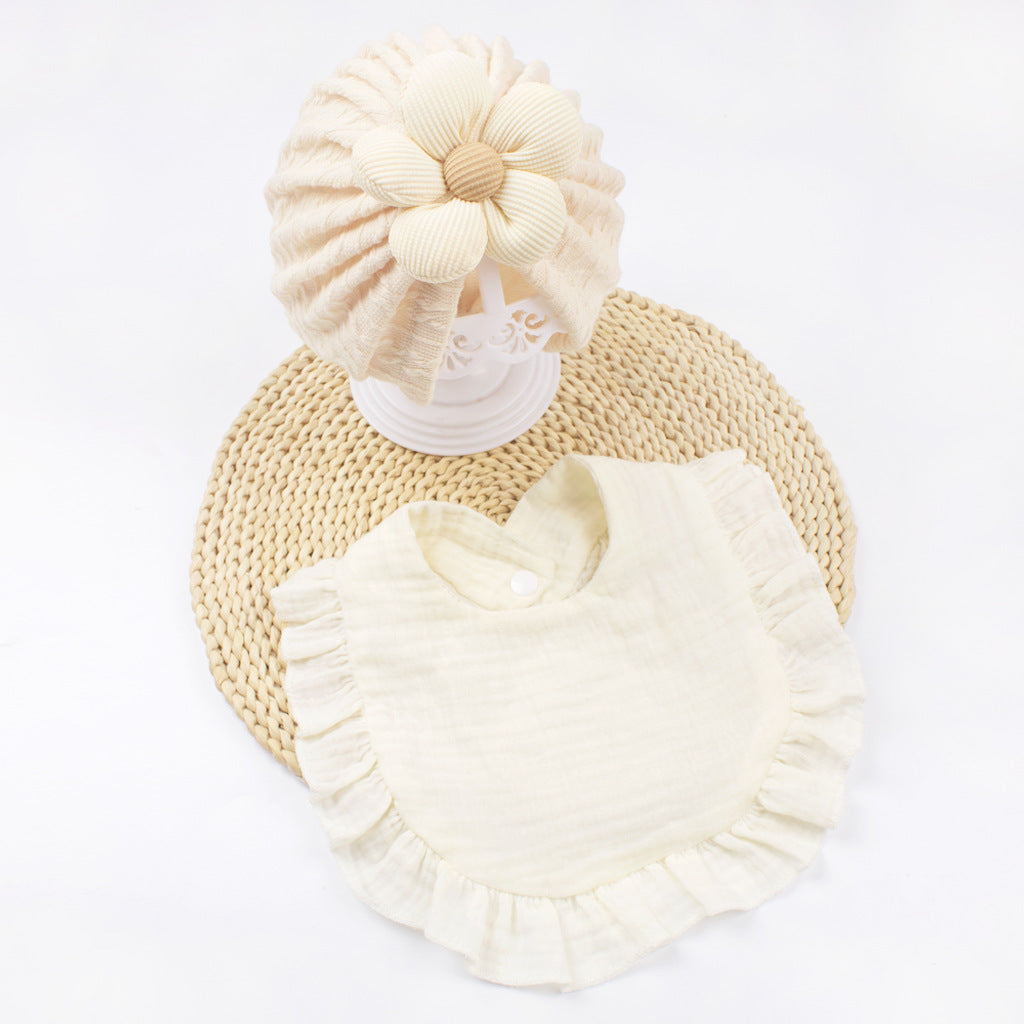 Organic Cotton Newborn Hat & Muslin Drool Bib Set