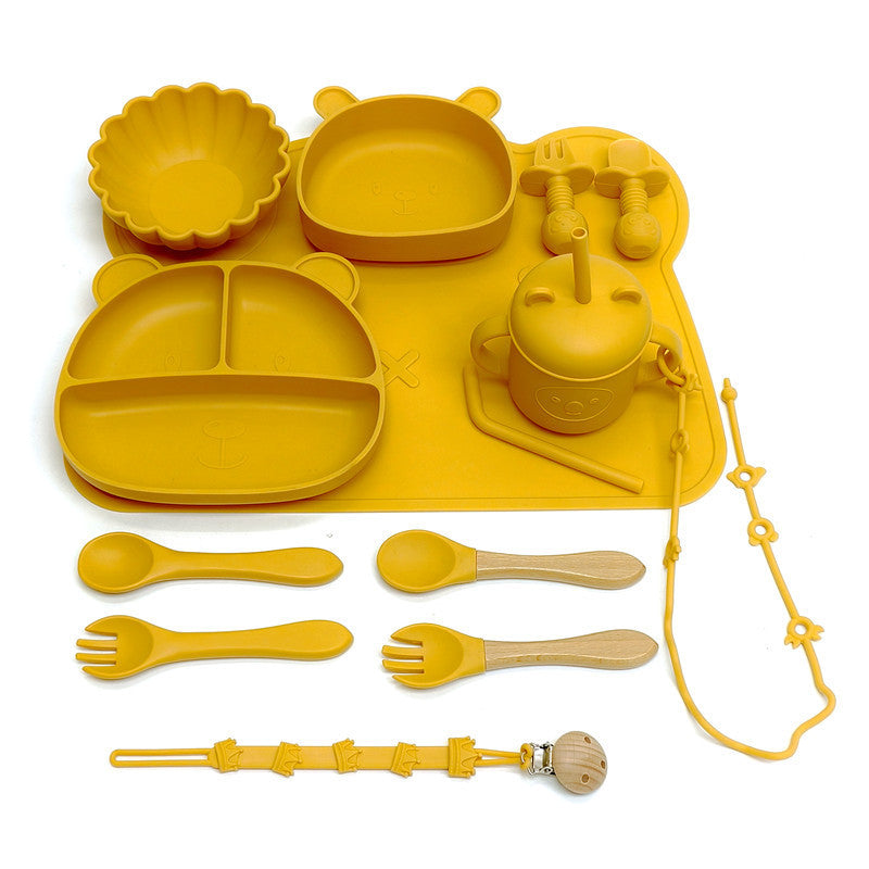 Baby Food Bowl And Spoon Set, Silicone Feeding Plate For Meals