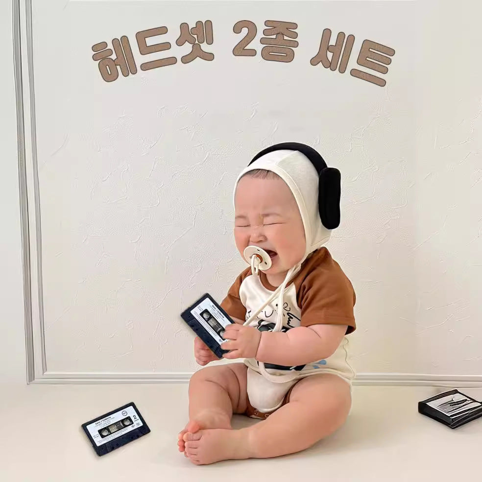Baby DJ Print Modeling Romper Outfit